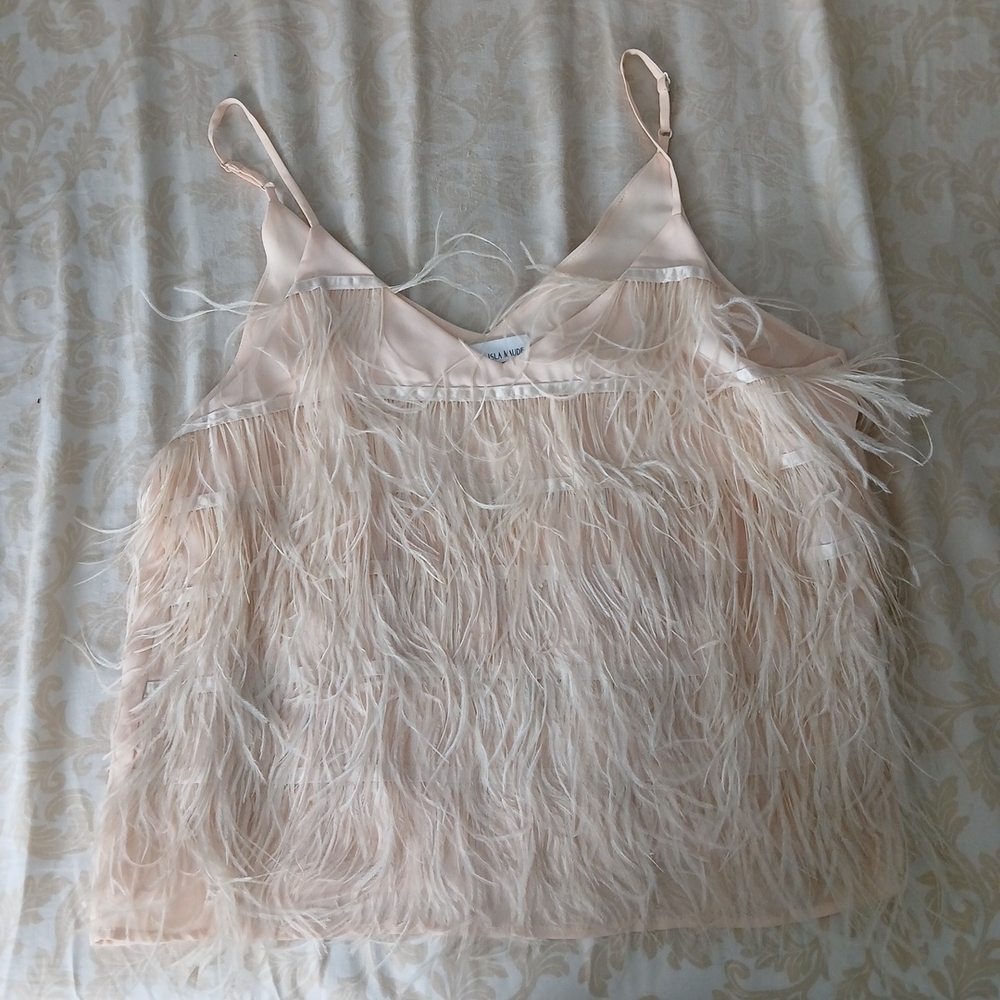 Elegant Feathered Women's Camisole in Cream